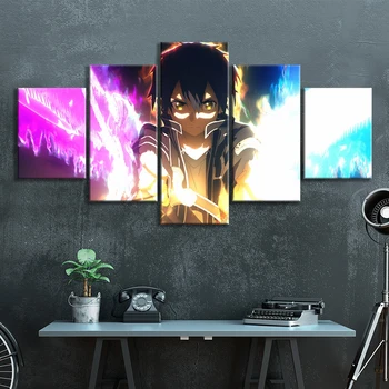 Anime Mõõk Art Online Asuna Seina Art Modulaarne 5TK Lõuend Home Decor Pilte HD Trükitud Maalid elutuba Kunsti Nr Raamitud