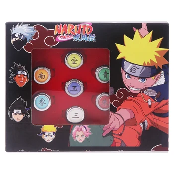 10tk Anime Naruto Ringi Akatsuki Organisatsiooni Sasuke Uchiha Itachi Sharingan Cosplay Rõngad Komplekt Koos Kasti Fännid Suveniiride Kingitus