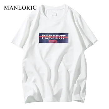 MANLORIC 2020 Puuvill Regulaarne Harajuku Graafiline Mehed Tshirt Valge Meeste Riided Overside T-Särk, Hip-Hop Tops Tees Streetwear