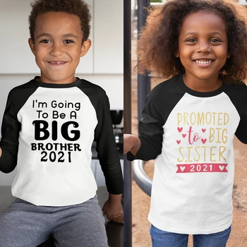 Hot Müük Väikelapse Poisid Tüdrukud Pikk Varrukas Särgid ma Lähen, Et Suur Vend/õde 2021 Tee Topid Riided Pesapalli Vabaaja Tshirt