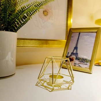 Komplekt 2 Kuld Geomeetriline Metallist Tealight Küünal Omanikud elutoas & Vannituba Kaunistused - Centerpieces Pulm & Dining