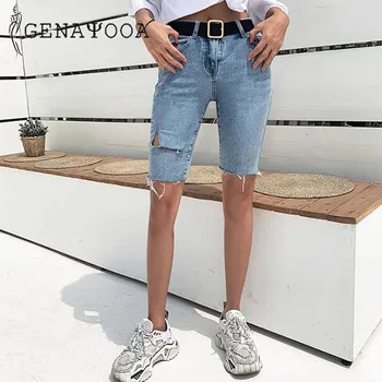 Genayooa Streetwear Lühikesed Püksid Naiste Teksad Denim Põlve Pikkus Korea Kõrge Waisted Lühikesed Püksid Kõrge Waisted Lühikesed Püksid Naiste Fitness Suve