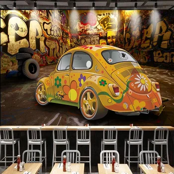 Custom Seinamaaling Tapeet Isiksuse Graffiti Seina Auto Taustaks Seina Maali Restoran Cafe Retro Fresko 3D Veekindel Kleebised