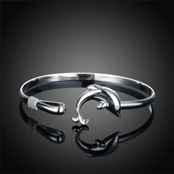 DOTEFFIL 925 Sterling Silver Dolphin Käevõru Käevõru Naistele Pulmad Engagement Mood Võlu Pool Ehted