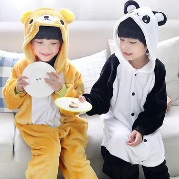 Laste Komplekt kigurumi Loomade Karu Panda Kapuutsiga Sleepwear Lapsed Poisid Tüdrukud Lapp Magus Cartoon Pidžaama Komplekt Jõulud Onesies