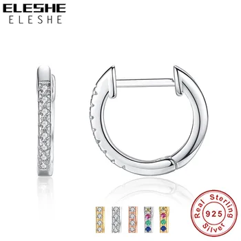 ELESHE 925 Sterling Hõbe Pimestav CZ Ring Crystal Ring Hoop Kõrvarõngad Naistele Hõbe 925 Ehted Jõulud Kõrvarõngad