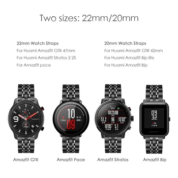 Roostevabast Terasest watchband jaoks xiaomi Huami Amazfit GTR 47mm 42mm/GTS Vaata Bänd Amazfit piiripunkti/Stratos 3 2 Klassikaline Metallist Rihm