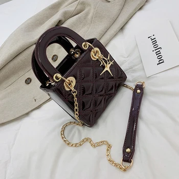 Mini lady lakknahast Käekotid, luksuslikud käekotid, naiste kotid disainer Rotangist mood Must crossbody kott