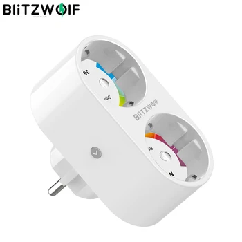 BlitzWolf BW-SHP7 3680W 16A Dual Pistikupesa EU Pistik Smart WIFI Socket APP puldiga Koostööd Google ' i Assistent / Amazon Alexa