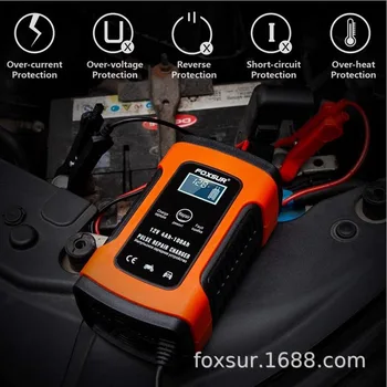 FOXSUR 12V Automaatse Smart Laadija Auto ja Mootorratta Laadija, 12AH 36Ah 45AH 60AH 100AH Impulsi Remont Laadija LCD Ekraan