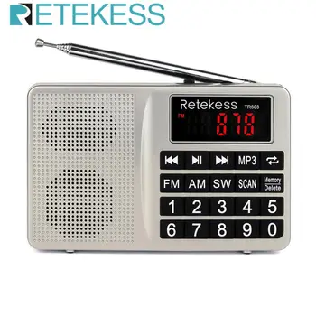 RETEKESS TR603 Kaasaskantav AM FM-SW Raadio Digitaalne Häälestamine-Vastuvõtja Toeta USB TF Kaardi MP3-Mängija Kõlar Koos Laetav Aku