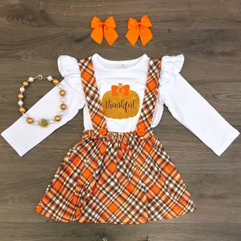 Poiss Imiku Beebi Tüdruk Halloween Pumpkin Riided Top Ruffle T-särk teise lapse Juhuslik Ruuduline Rihm Seelik Riided Sobivad