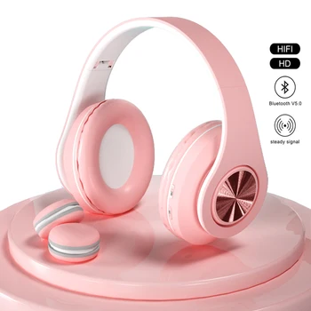 Uus Muusika Traadita side Bluetooth-5.0 Kõrvaklappide Tüdruk Lady Naiste 9D Stereo HiFI Heli Kokkupandav Headset Koos Mic-TF Mälukaart Kõrvaklapid