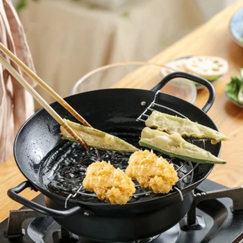 Lihtne Valada Non Stick Kattega Tempura Praepann Potis Õli Tilkuma Drainer Hammas Valmistatud Jaapanis Mini Deep Fry Pan