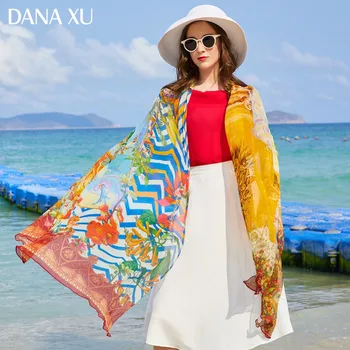 2019 Silk Pikk Sall Luksus Brändi Naiste Uus Disain Beach Tekk Salli Kanda Supelrõivad Sall Hijab näomask Foulard 245*110cm