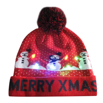 Värvikas häid jõule LED Light-up koo mütsi ornament jõulud h beanie müts hairball soe ühise põllumajanduspoliitika kingitused talv tuule müts