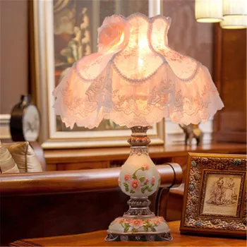 Euroopa Lehe Laua Lamp Riik Printsess Pitsi Öö Lamp, Roosa Tüdruk, Magamistuba Dekoratiivne Valgustus