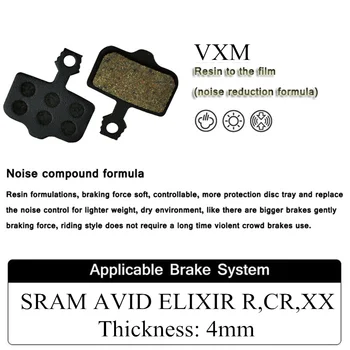 VXM 2 Paari Jalgratta ketaspidur tampoonid MTB Hüdrauliline ketaspidur AVID Elixir R,CR,CR Mag,1/3/5/7/9, X. 0, XX Vaik Plaadi Piduriklotsid