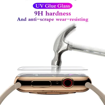 2tk 3D Full Coverage Karastatud Klaas Apple Vaata 38 42 40 44mm UV-Liim Screen Protector Vaadata 5 4 3 2 1 Klaas Seeria