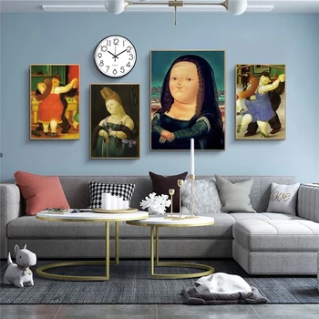 Põhjamaade Naljakas Kunst Mona Lisa Lõuend Maalid Fernando Botero Kuulus Seina Art Plakatid Ja Pildid Abstraktne Kunst Pilte Cuadros