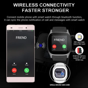 T8 Bluetooth Smart Watch Magada Järelevalve Smart Käepaela GSM SIM-Sport Smart Vaadata Kaamera Veekindel Smartwatch