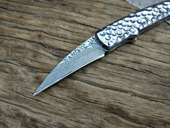 LCM66 Damaskuse Terasest Kokkuklapitavad nuga Käsitööna sepistatud Tasku nuga jahi nuga 60HRC terasest käepide Kaasaskantav nuga Tööriistad Teravad