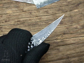 LCM66 Damaskuse Terasest Kokkuklapitavad nuga Käsitööna sepistatud Tasku nuga jahi nuga 60HRC terasest käepide Kaasaskantav nuga Tööriistad Teravad
