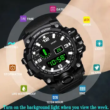 Digital Watch Meeste Veekindel 2020 Suur Dial 24 tundi Sporti Vaadata Elektrooniline LED Käekell Mees Kell montre homme
