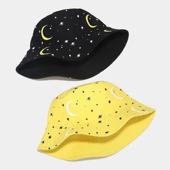 LVYI 049 Naiste Lilleline taevas kuu trükitud puuvillane kopp müts Summer Täiskasvanute vabaaja puuvillane kalamees ühise põllumajanduspoliitika panama gorros puhkus
