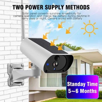 WIFI Solar Powered 1080P Järelevalve IP Kaamera 2.0 MP Veekindel CCTV Infrapuna Kaamera Intercom Siseruumides Väljas Turvalisuse Kaamera