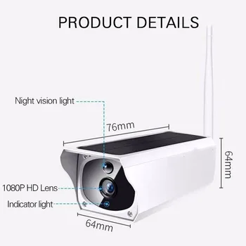 WIFI Solar Powered 1080P Järelevalve IP Kaamera 2.0 MP Veekindel CCTV Infrapuna Kaamera Intercom Siseruumides Väljas Turvalisuse Kaamera