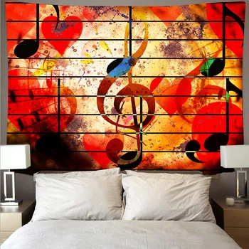 Muusikaline märkus tapestry kuu värvikas taust lapiga kunst rippuvad riie digitaaltrükk vaip, seinamaaling tap58