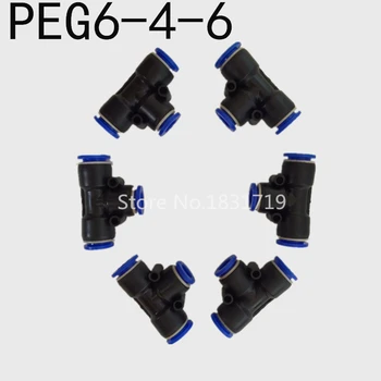 20PCS/PALJU PEG6-4 Tee Vähendatud Liidu Tube OD 6 - 4 - 6mm PEG6-4 Pneumaatilised kiire pistiku tüüp T kolme läbimõõduga lõng pneumaatilised ühine