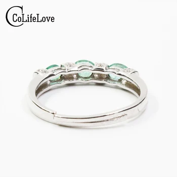 Klassikaline hõbedane smaragd ring 3 tk 3 mm * 4 mm loomulik smaragd ring 925 sterling hõbe emerald ehted romantiline kingitus tüdruk