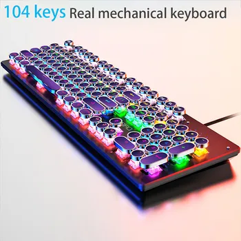 Uusim Mehaaniline Klaviatuur Metallist Paneel Ring Retro Keycap 104 Klahvide Taustavalgustusega Wired Gaming Klaviatuuri ARVUTI Sülearvuti Mäng Gamer