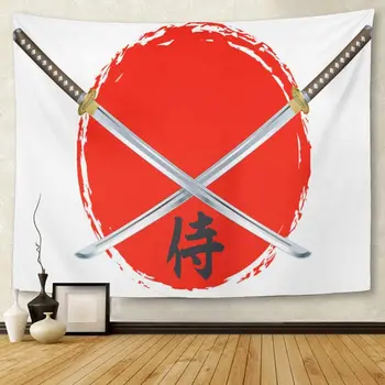Samurai Katana Mõõgad ja Teksti Jaapan Jaapani Tapestry Home Decor Seina Riputamise jaoks, elutuba, Magamistuba Dorm 60x80 Cm