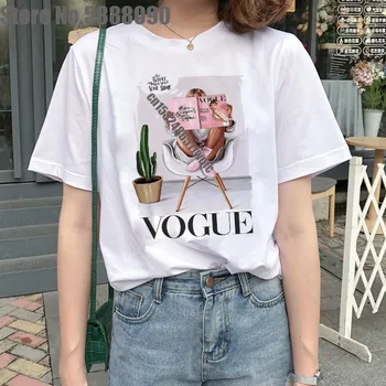 Printsess Naissoost ülemus kohvi TShirt Esteetiline Vogue tüdruk Ema Beebi 90s tshirt Harajuku Ulzzang Prindi Muster Suvine top tee emane