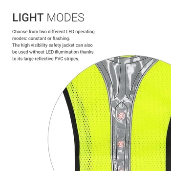 Jalgrattasõit Peegeldav Vest LED Töötab Väljas Ohutuse Sörkimine Hingav Nähtavus LED Hoiatus Vest 3 LED Tuled Helkuri Triibu