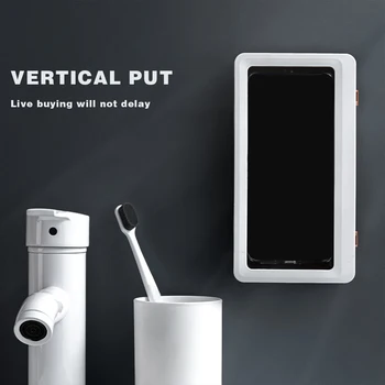 Punch-Vaba Vannitoa Seinale Paigaldatud Veekindel Mobiiltelefoni Omanik Storage Box On Laisad, Handsfree Vidin Vannituba Ajaviide