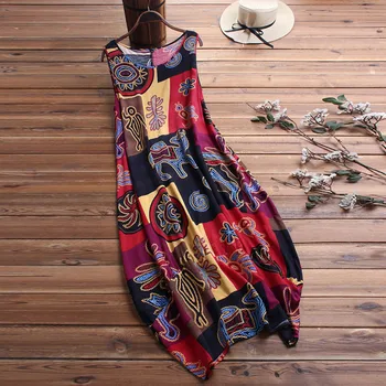 2020 Õie Printida Boho Vabaaja Pikk Kleit Suveks Riideid Naistele O-kaeluse jaoks Seksikas Maha Õla Daamid Kleidid Pluss Suurus Maxi Kleit