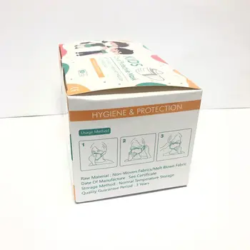 Mask näo kasutatav mask cartoon paksenenud pakendite kasti laste pakendi värvi kasti uus 50 Pack