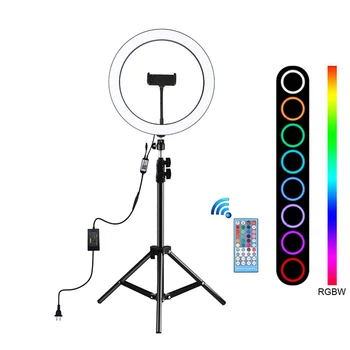 Juhitava LED Rõngas Tuli koos Statiivi RGB Selfie Ringi Lamp Fotograafia Valgustus Telefoni Omaniku iPhone Meik Video Studio