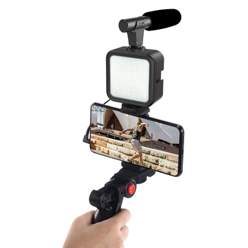 MAMEN Smartphone & Kaamera Vlogging Studio Komplektid Video Pildistamise Alused Sobiks Mikrofoniga LED taustavalgust Mini Statiiv
