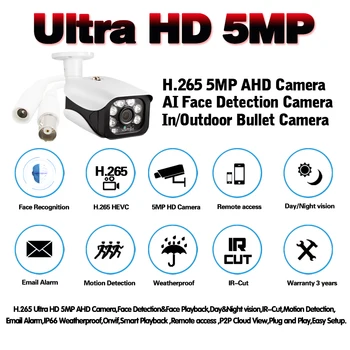 HD Turvalisuse Kaamera Väljas Veekindel Öise nägemise 5MP AHD TVI CVI Analoog CCTV video Valve Bullet Kaamera DVR XMEYE