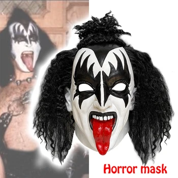 Kiss Band Gene Simmons Punk Mask Cosplay Laulja Chaim Witz Rock Baaris DJ Loominguline Pool Halloween Lateks Maskid, Kostüüm Rekvisiidid