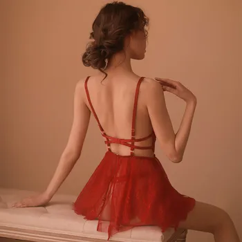 Seksikas mousse backless naiste magada kandma õhtul hommikumantlid koos thong komplekti V-kaelusel pits seksikas noor tüdruk Seksikas Pesu, Erootiline Pesu