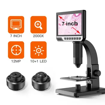 12 MP 0-2000X 7 Tolline IPS Ekraan Digital Microscope CMOS Borescope Kontrolli Kaamera Luup Hanheld Endoscope