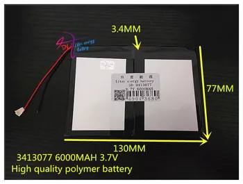 3.7 V 6000mAH 3413077 polümeeri liitium-ion / Li-ion aku tablet pc power bank GPS-mp3-mp4-mobiiltelefon, e-raamat