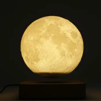 Magnetic Peatamise Moon Night Light Creative 3D Ujuvad ja Keerlevad Õhus Vabalt Luksus Puidust Base 3D-Printimine Kerge