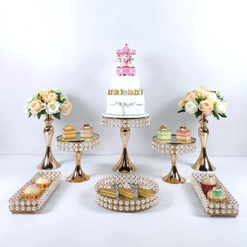 Kook Seista Komplekti kuld, Kristall, Metall Cupcake kaunistused Magustoit Pjedestaal Pool Ekraani kook sahtel